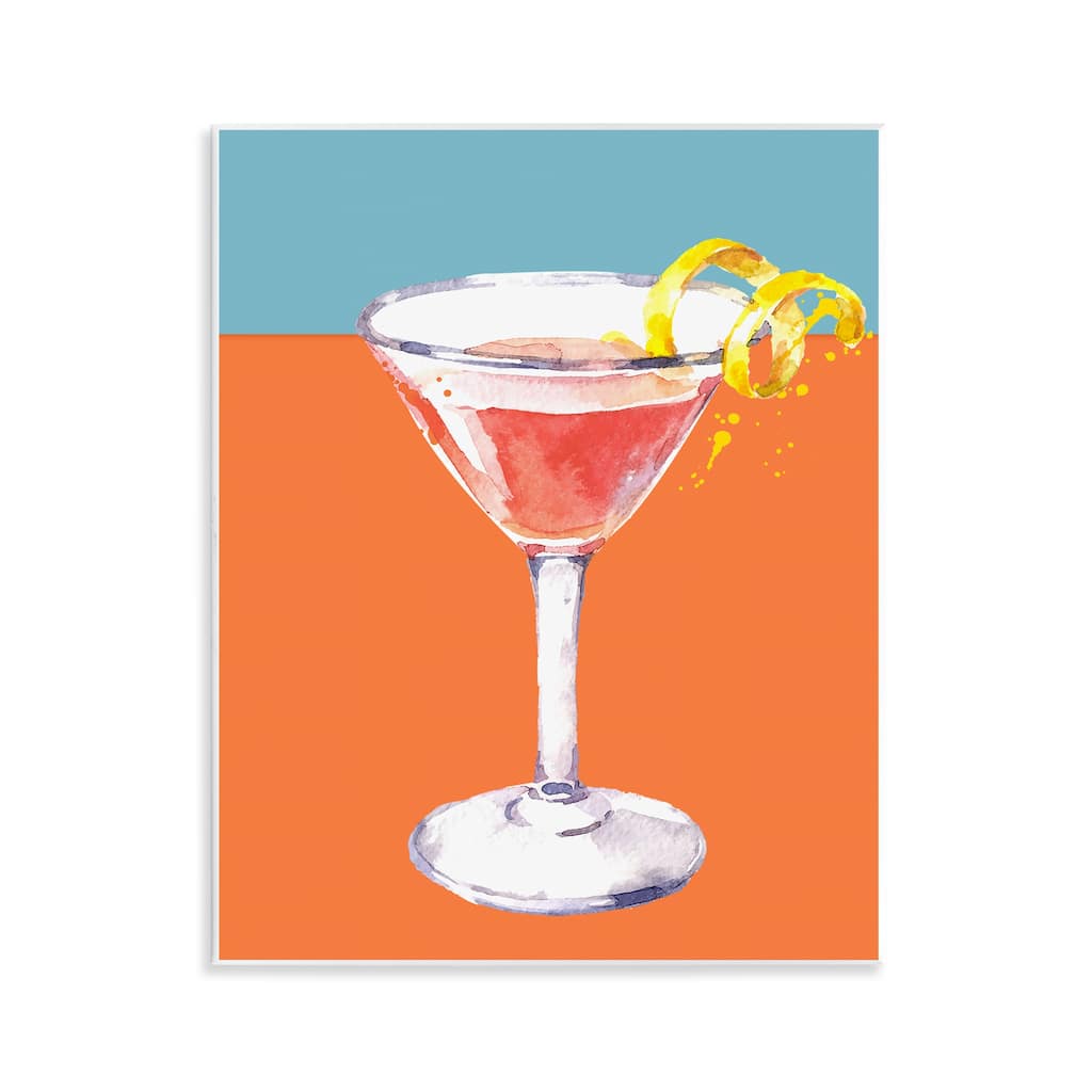 Stupell Cocktail on Blocked Hues Wall Plaque Art Design By Susan Jill