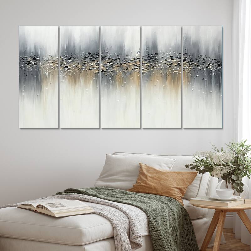 Designart " Gentle Gray Serenity" Abstract Multipanel Canvas Art Print set