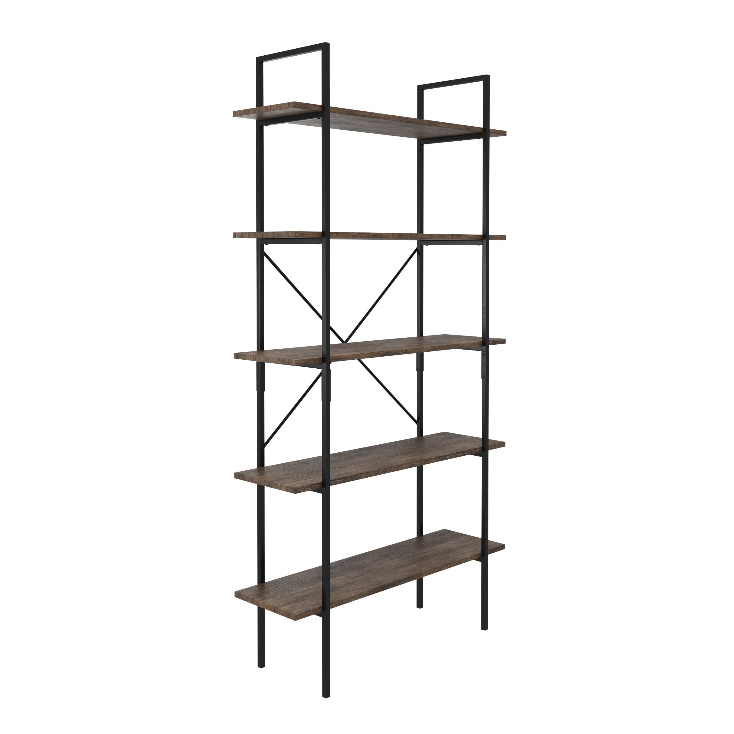 Lavish Home 5-Tier Ladder Bookshelf - Leaning Decorative Shelves, Black