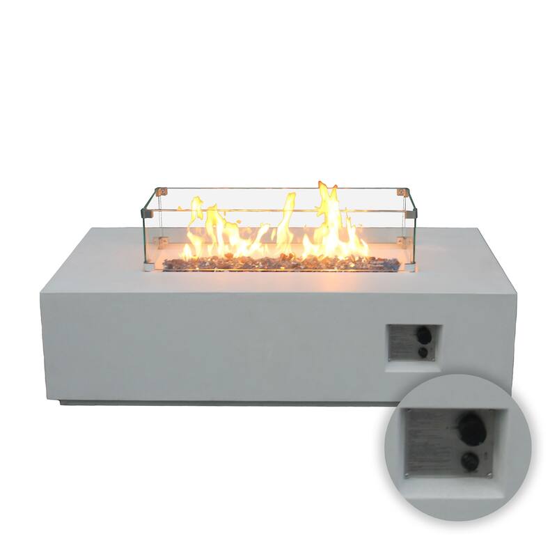 52 Inch Outdoor Concrete Propane gas rectangle Fire Pit table