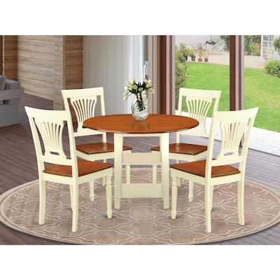 5 Piece Dining Set - Round Table & 4 Chairs - Chic Dinette Set - Buttermilk Cherry Finish