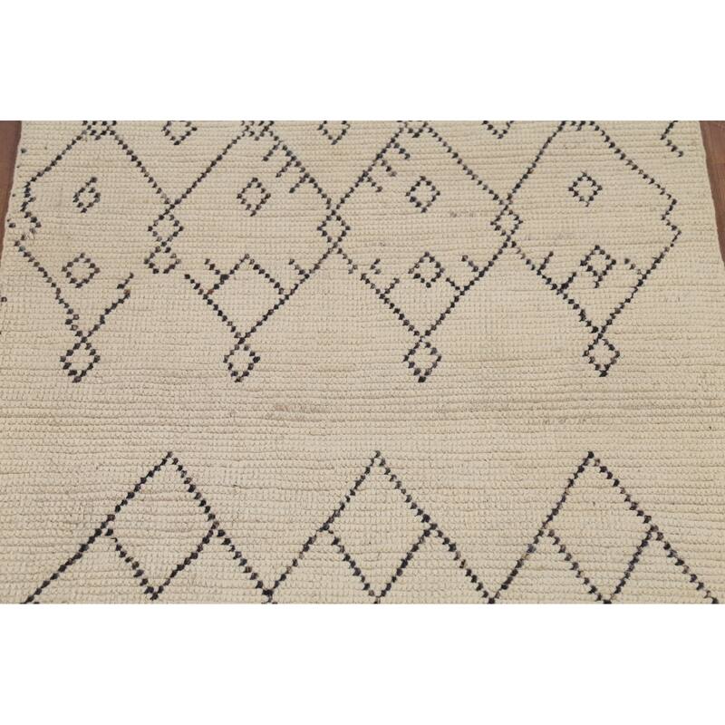 Trellis Geometric Moroccan Oriental Area Rug Hand-Knotted Wool Carpet - 3'10"x 6'8"