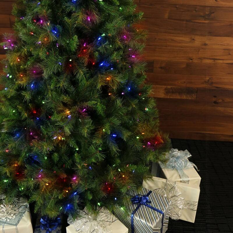 Fraser Hill Farm 7.5' Pine Christmas Tree, Multicolored LED