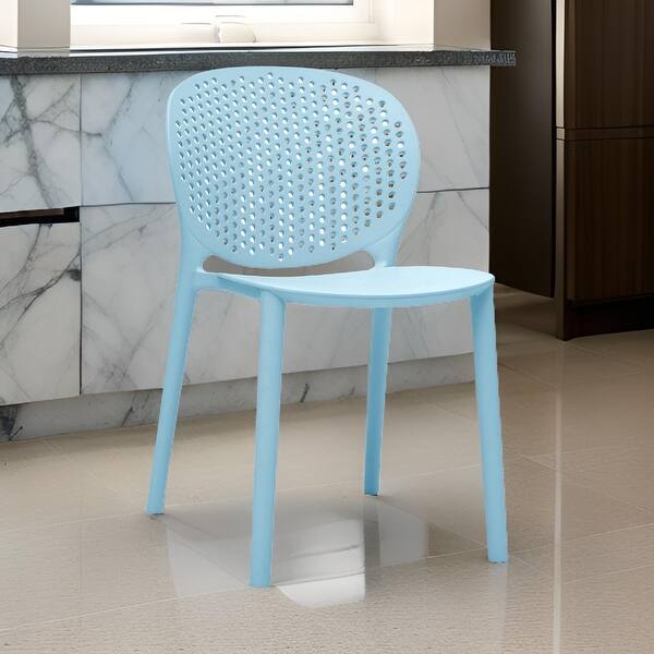 slide 2 of 6, Gyna 14 Inch Kids Side Chair, Dotted Backrest, Armless, Set of 4, Blue