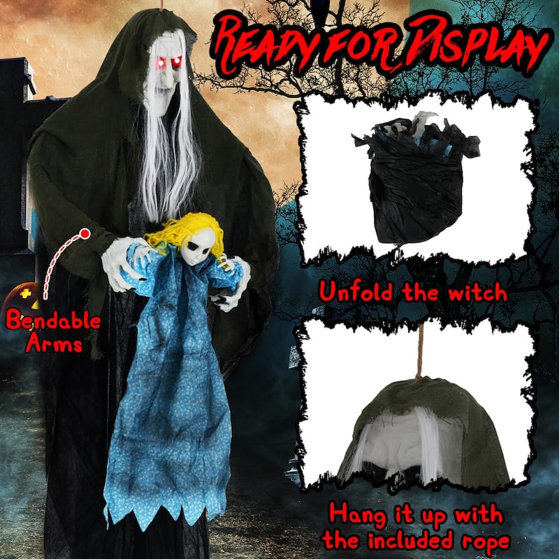 6.1 FT Hanging Animatronic Halloween Décor Sound-Activated Props