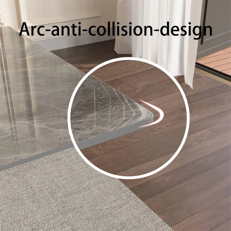 9 - Piece Extendable Sintered Stone Top Double Pedestal Dining Set With 8 Fabric Chairs