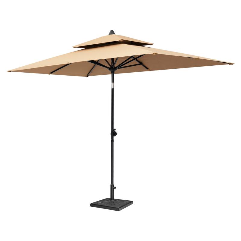 Crestlive Products 9 x 5 FT Double Top Patio Outdoor Market Umbrella and Base Stand