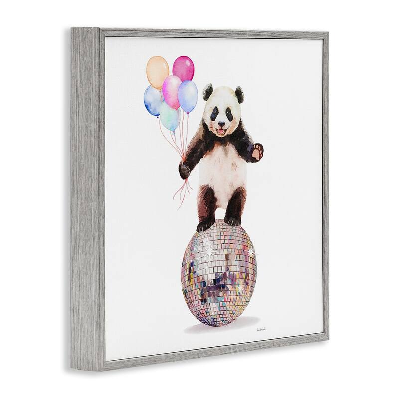 Stupell Panda & Balloons Disco Framed Giclee Art Design By Amanda Greenwood