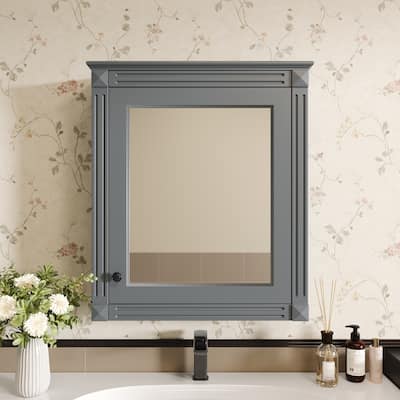 Wall Mounted Bathroom Storage Cabinet with Mirror, Medicine Cabinet with Height Adjustable Shelf