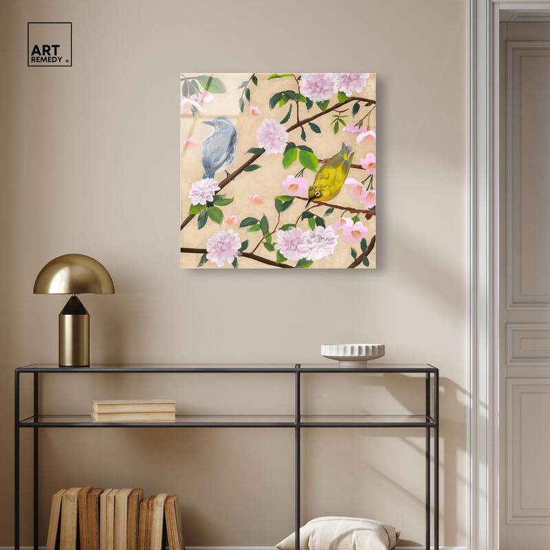 Birds Cuddle Acrylic by Art Remedy, Ready to Hang