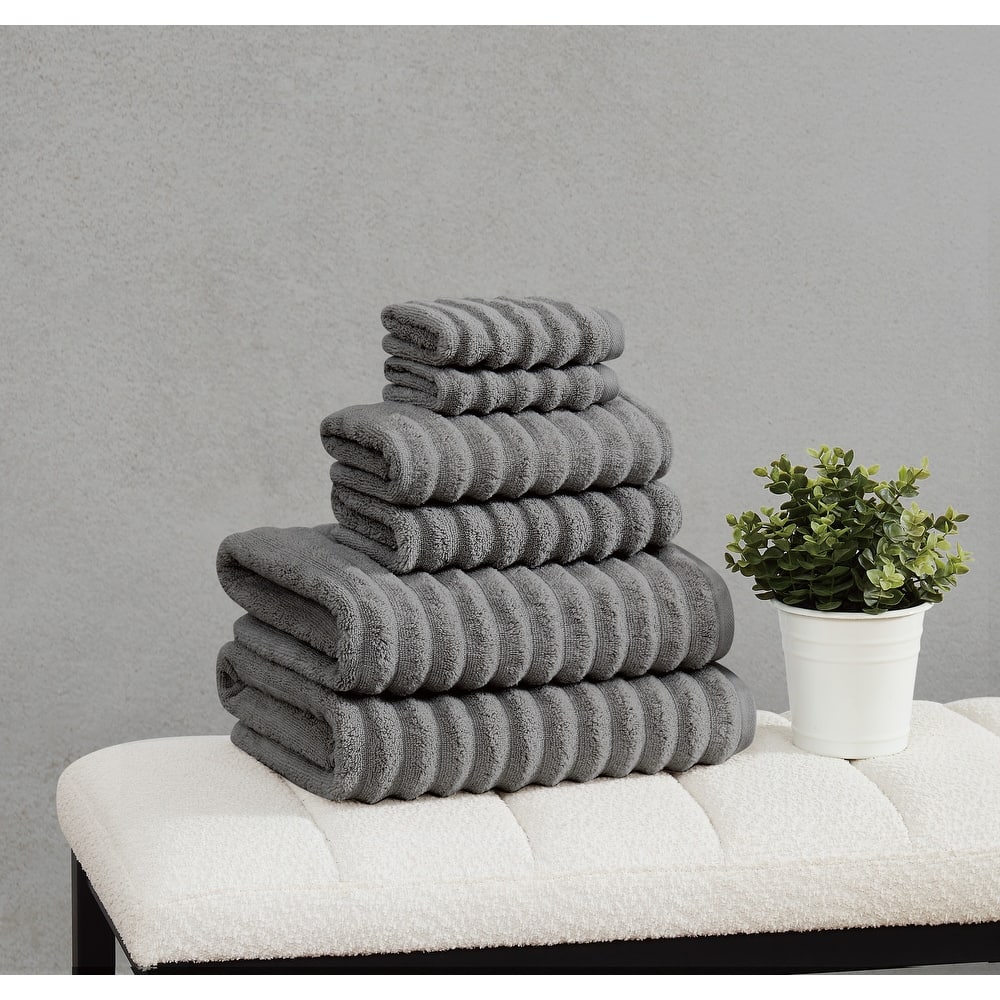 Borghese Roma Ribbed Zero Twist 6 Piece Towel Set