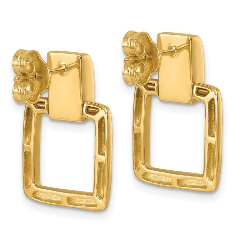 Curata 14k Yellow Gold 20.7x14.4mm Square Link Dangle Post Earrings