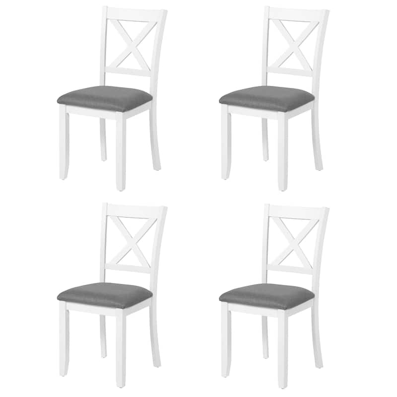 GDFStudio - Savoy Farmhouse Linen Upholstered Ergonomical Wooden Dining Chairs Set, Padded Seat & Non-slip Feet Pads, Set of 4