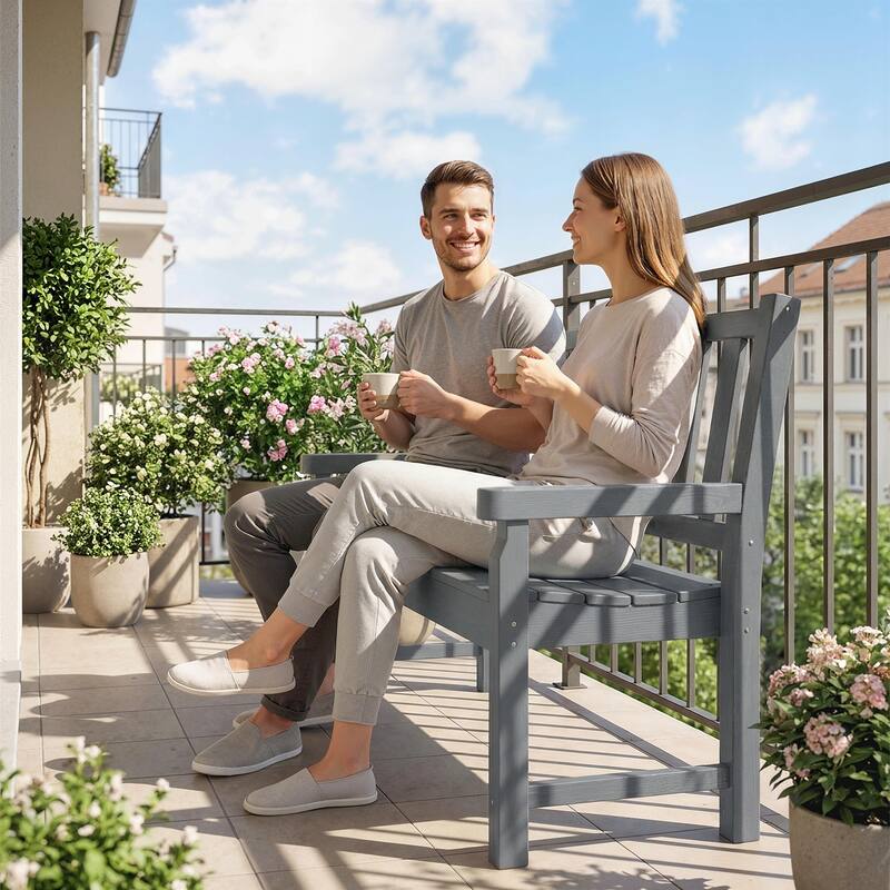 Outsunny Outdoor Bench, 49" All-Weather HDPE Garden Bench, 2-Person Patio Loveseat with 528 lbs Capacity