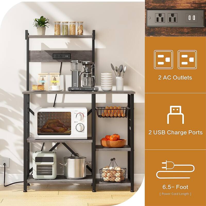 Futzca Kitchen Bakers Rack, Microwave Stand, Coffee Bar