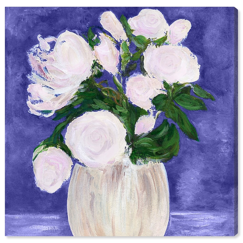 Wynwood Studio Canvas Floral and Botanical Elegant Floral Peri Purple and Light Pink Modern & Contemporary Wall Art Canvas Print