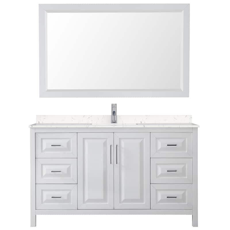 Daria 60 Inch Single Vanity, Cultured Marble Top, 58 Inch Mirror