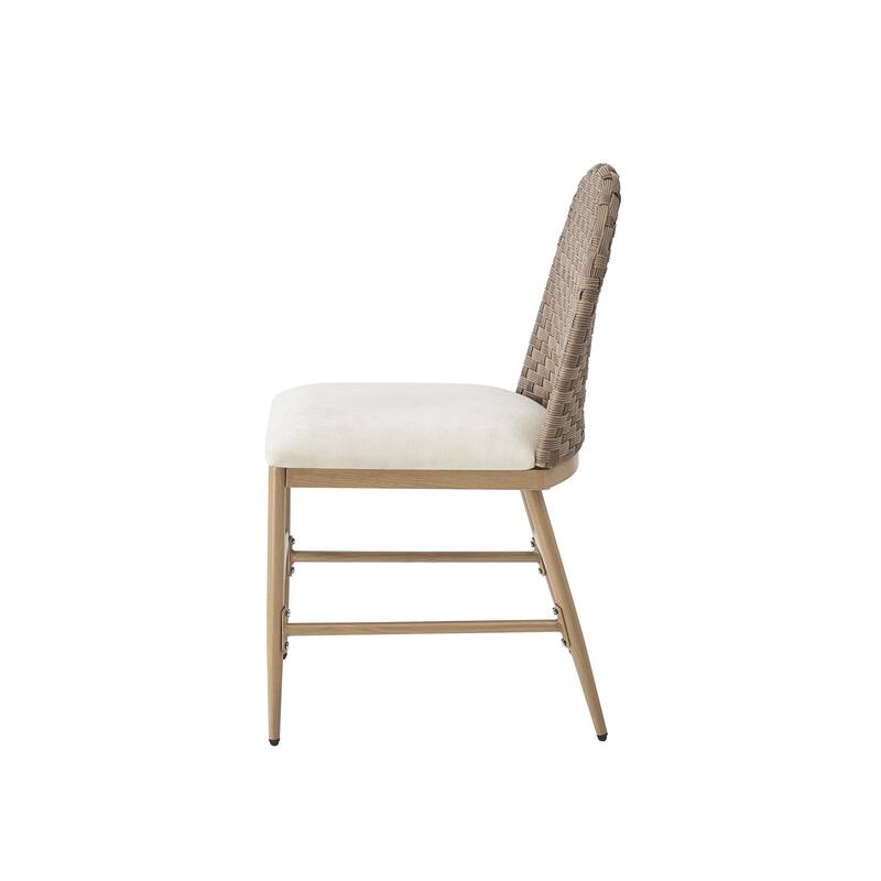 Christopher Knight Home - Marlowe Upholstered Armless Barstool with Iron Frame and Rattan Back (Set of 2)
