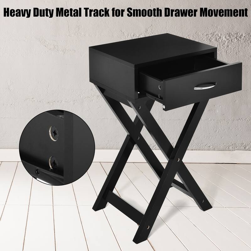 Costway Nightstand x-Shape Drawer Accent Side End Table Modern Home