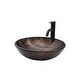 preview thumbnail 3 of 28, Artistic Tempered Glass Vessel Bathroom Sink with Faucet and Pop-up Drain Brown