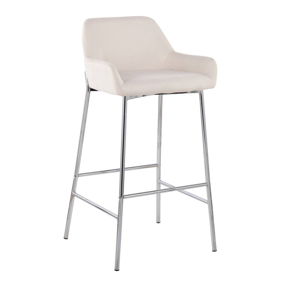 Silver Orchid Galotti Chrome Fixed-Height Upholstered Bar Stool - Set of 2