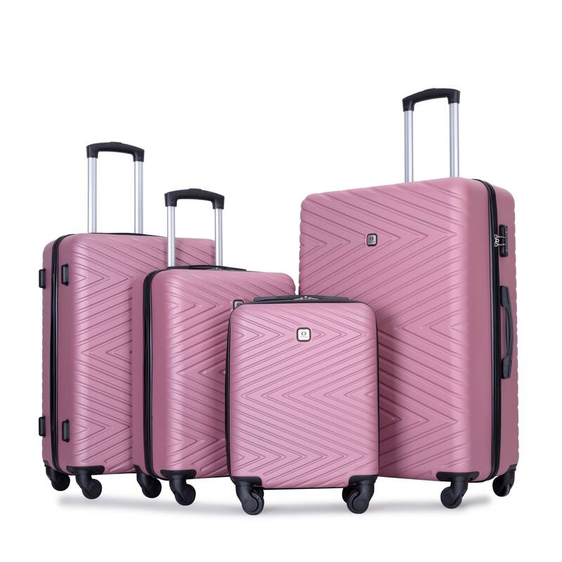 luggage 4-piece ABS lightweight suitcase with rotating wheels, 24 inch and 28 inch with TSA lock, (16/20/24/28)
