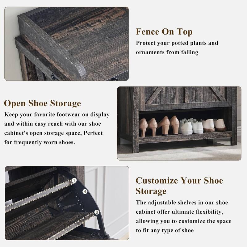 Farmhouse Shoe Storage Cabinet, Shoe Organizer, Shoe Rack Cabinet