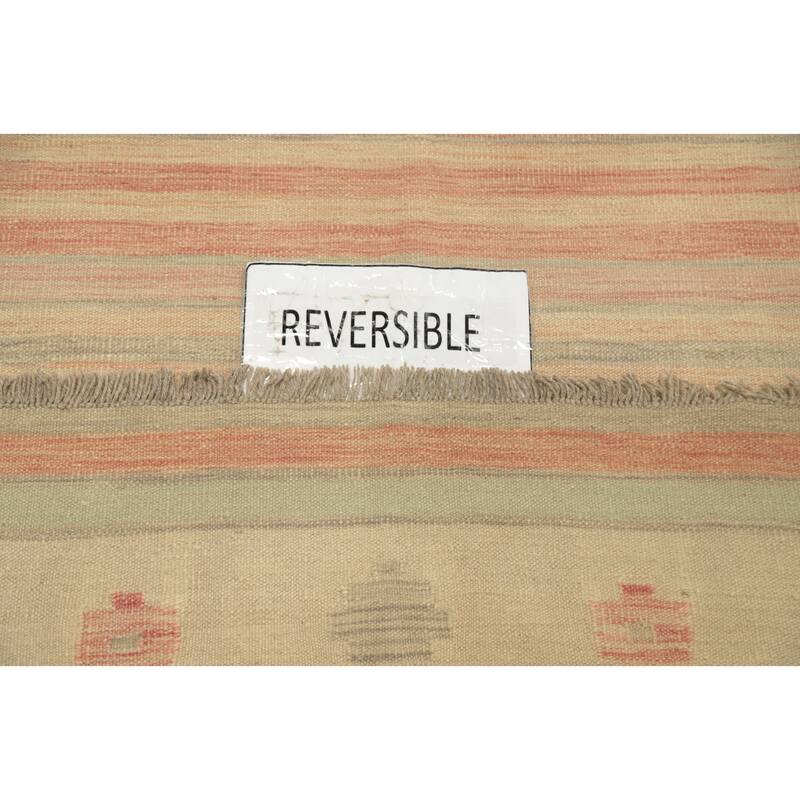 Hand Woven Oriental 100% Wool Carpet Southwestern Tribal Multi-Colored Kilim Area Rug - 9' 7'' X 7' 2''