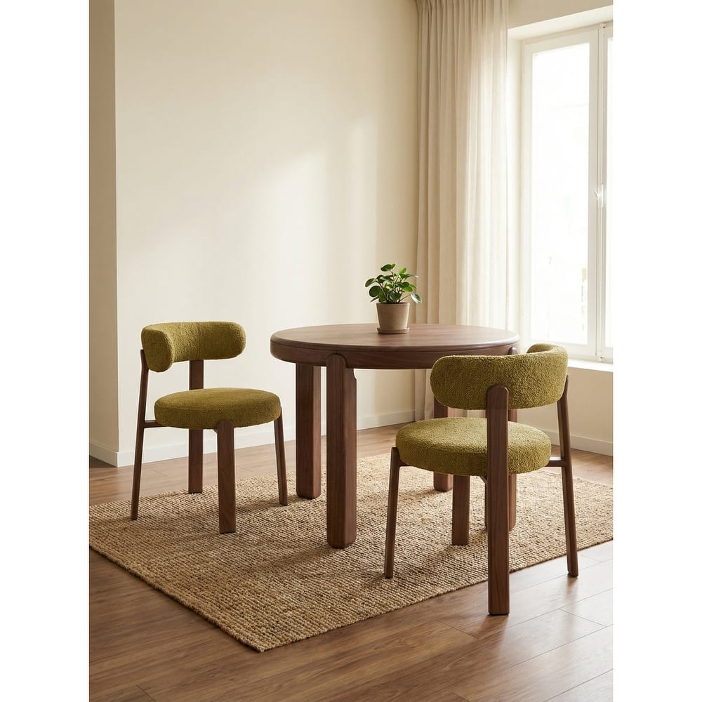 Upholstered Curved Back Wood-look Metal Frame 2pc Dining Chairs - N/A