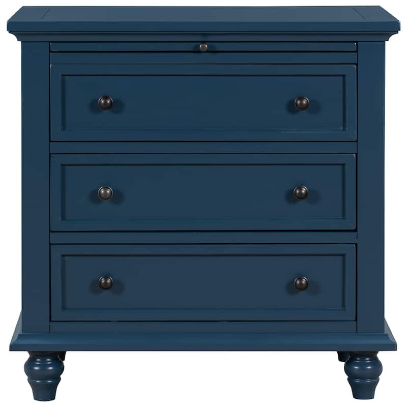 3-Drawer Storage Wood Cabinet, - Blue