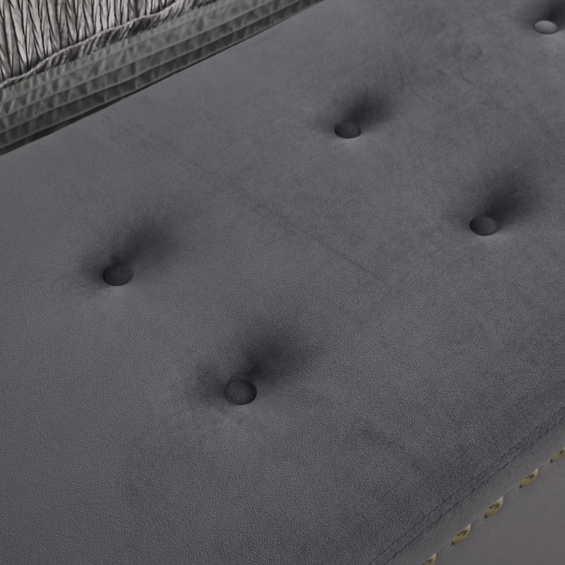 Large Storage Benches Set, Nailhead Trim 2 in 1 Combination Benches, Tufted Velvet Benches with Gold Leg, Support 250lbs