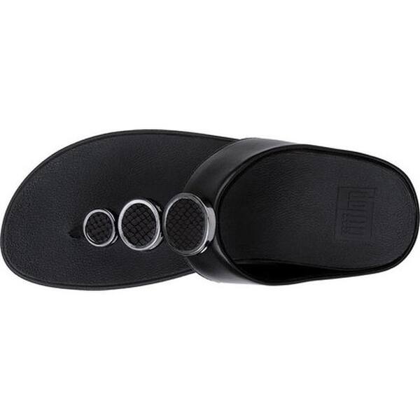 Shop Fitflop Women S Halo Thong Wedge Sandal Black Leather Overstock 16995587