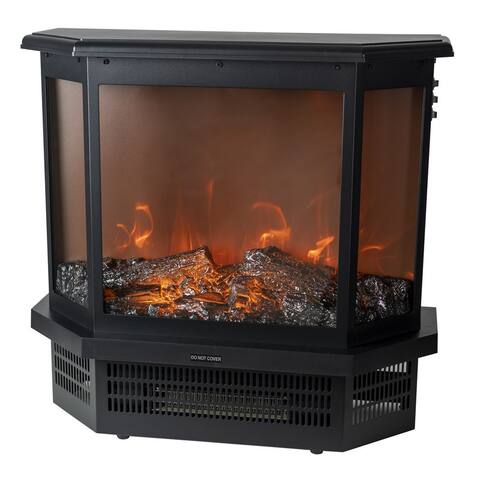 22" 3 SIDED Freestanding Electric Fireplace Stove, w/ Manual Switch -