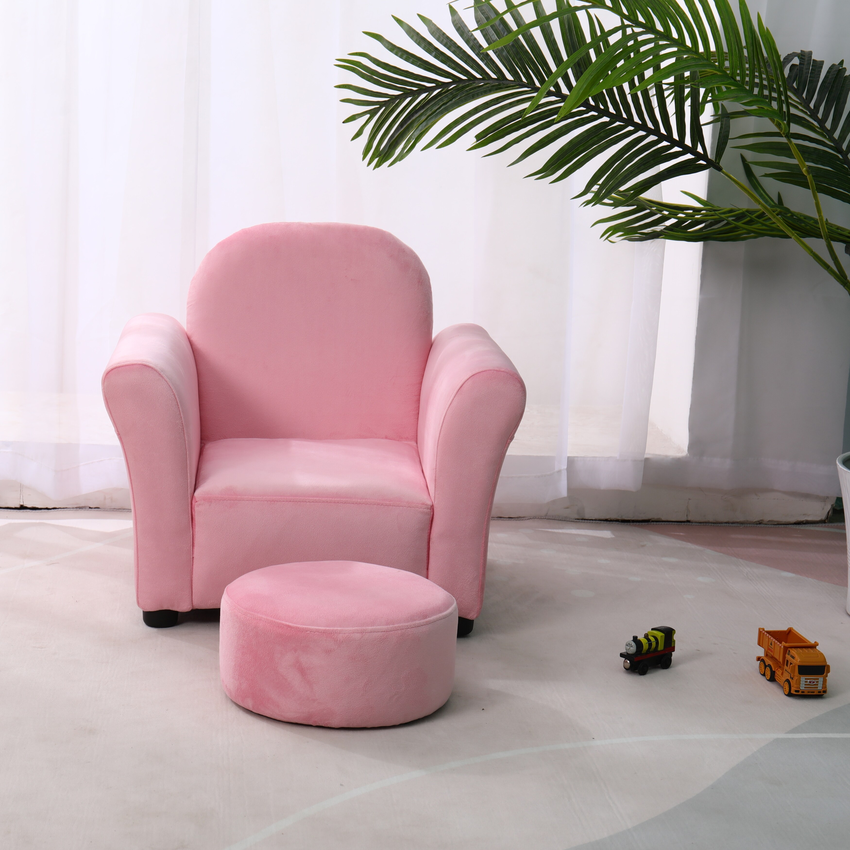 Pink velvet kids chair cheap