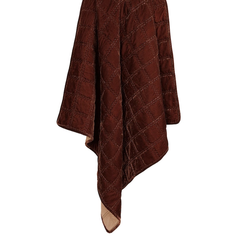 HiEnd Accents Stella Faux Silk Velvet Romantic Western Double Box Stitch Throw Blanket, 50"x60" - Copper Brown