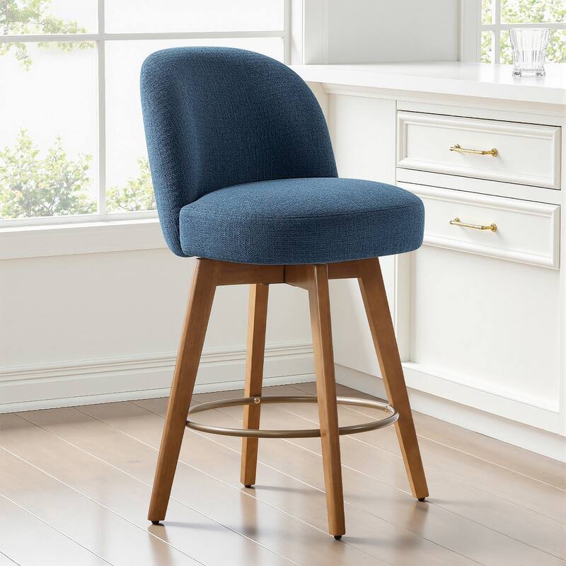 26" Upholstered Swivel Counter Stool With Solid Wood Frame - 37.8"H x 19.7"W x 23.2"D