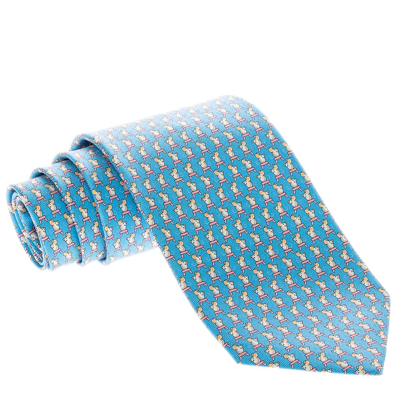 Salvatore Ferragamo Mouse Print Tie - Light Blue, Orange, Pink, White and Grey