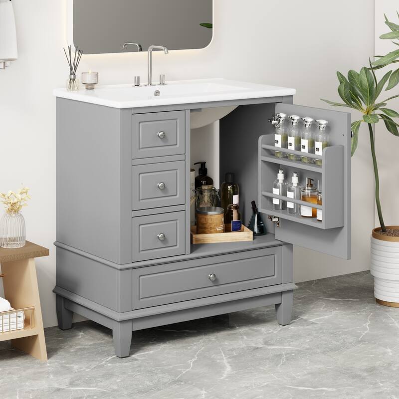 Bathroom Vanity with Sink,Shelf and Drawers