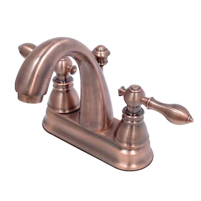 Kingston Brass American Classic Two-Handle 3-Hole Deck Mount 4 in. Centerset Bathroom Faucet in Antique Copper
