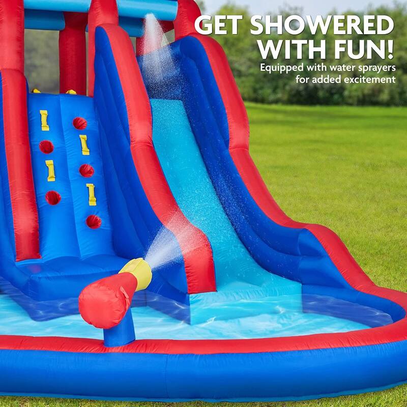 Sunny & Fun Double Dip Inflatable Water Slide Park & Blow up Pool with
