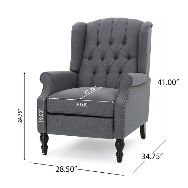 dimension image slide 0 of 4, Walter Tufted Fabric Wingback Recliner Club Chair by Christopher Knight Home