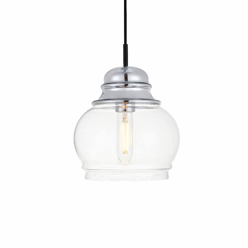 Elegant Lighting Kenna Single Light 8" Wide Mini Pendant with Clear - Chrome / Clear