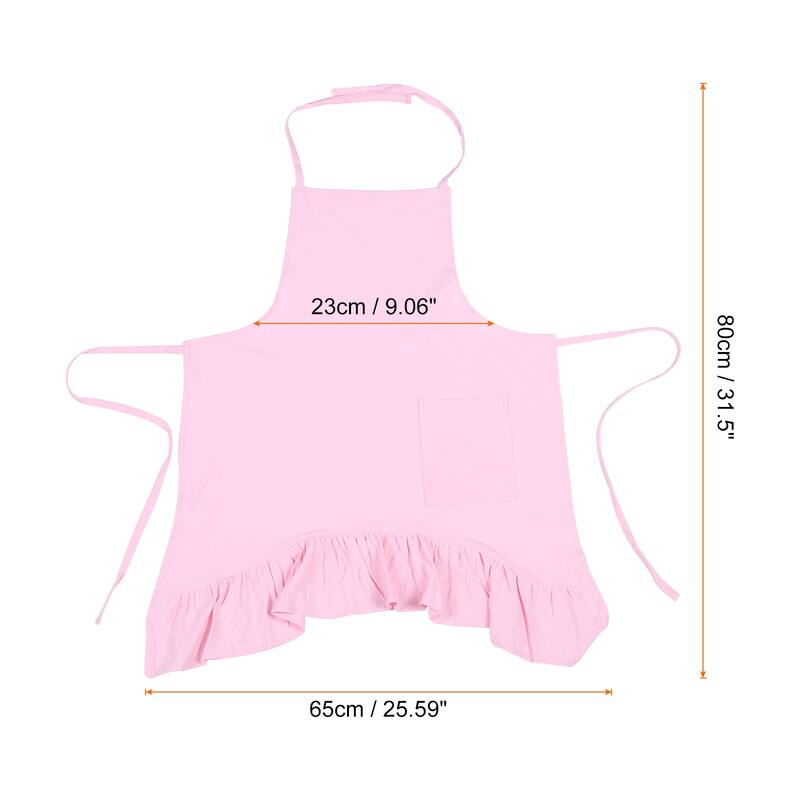 Cotton Linen Apron, Pleated Butterfly Tail Aprons for Coffee Shop - 31.5 inch