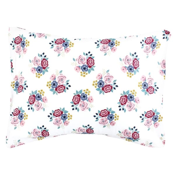 slide 1 of 1, Hudson Baby Infant Girl Cotton Toddler Pillow Case, Blush Navy Floral, One Size - Blush Navy Floral Blush Navy Floral - One Size