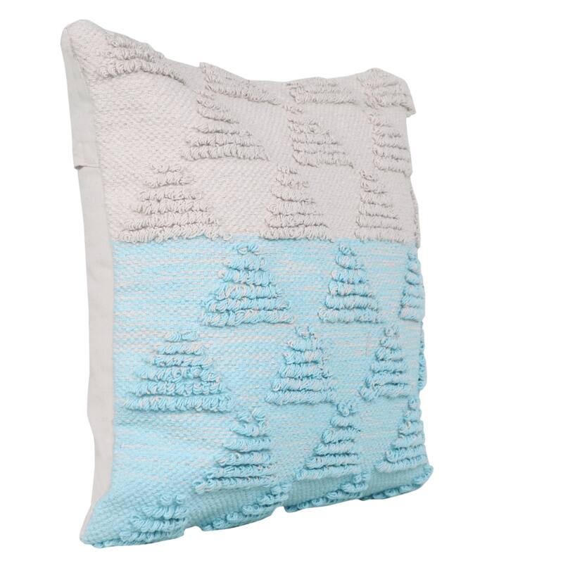HomeRoots 20" X 20" Bright Blue And Off-White 100% Cotton Geometric Zippered Pillow