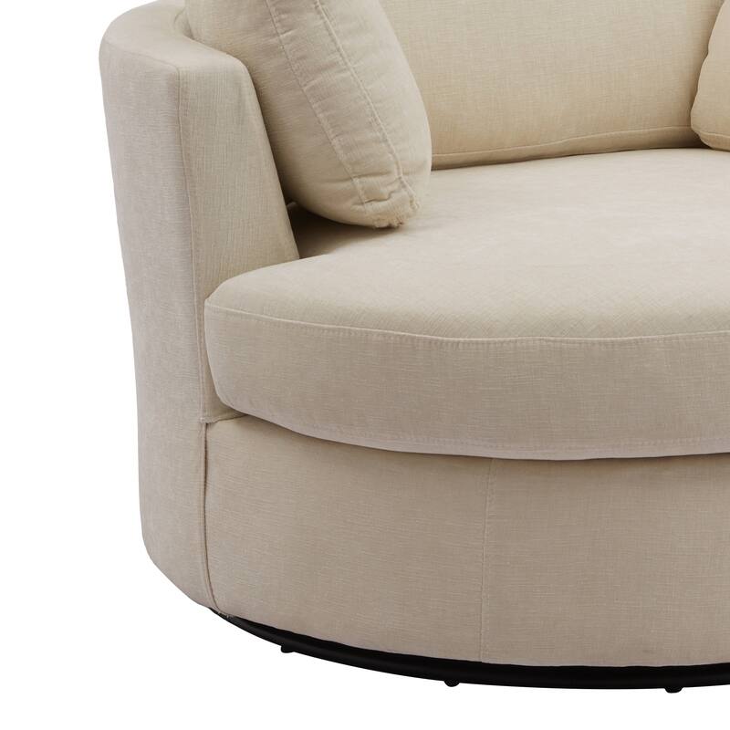 Upholstered Swivel Barrel Armchair Club Chair With Metal Base