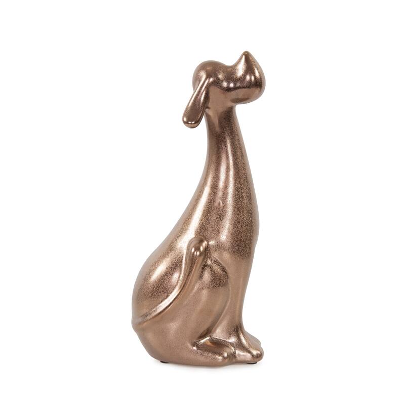 Allan Andrews Antique Brass Ceramic Hound Sculpture - 11"H x 3.25"W