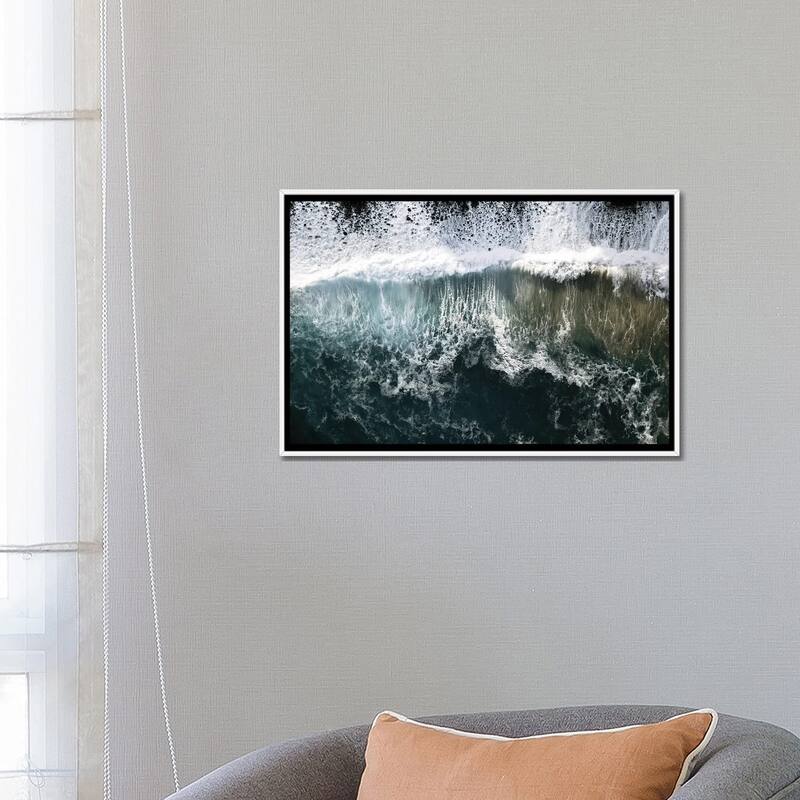 iCanvas "Oceanscape With Waves Coming Onto A Black Beach" by Michael Schauer Framed Canvas Print
