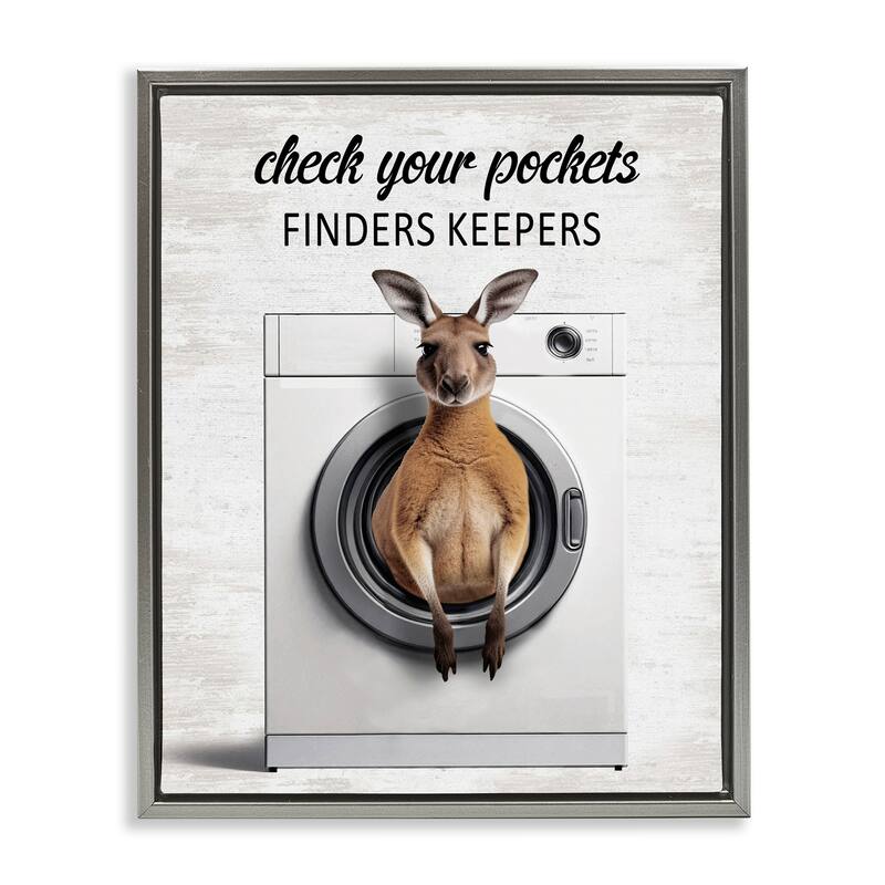 Stupell Finders Keepers Laundry Rule Framed Floater Canvas Wall Art Design By Lettered and Lined - 17 x 21 - Grey