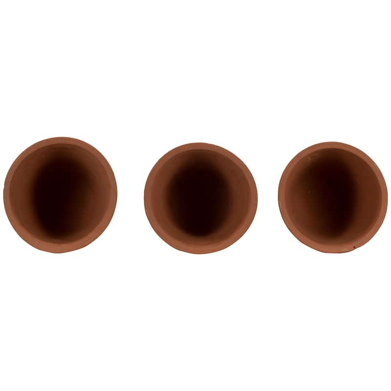 Foreside Home & Garden Set of 3 Natural Handthrown Terracotta Embossed Stamped Planters - 7 x 7 x 7